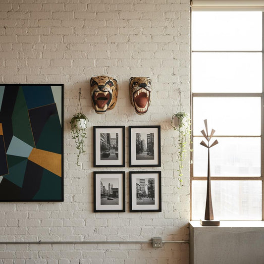 Mexican Vintage Folk Art Jaguar Masks.