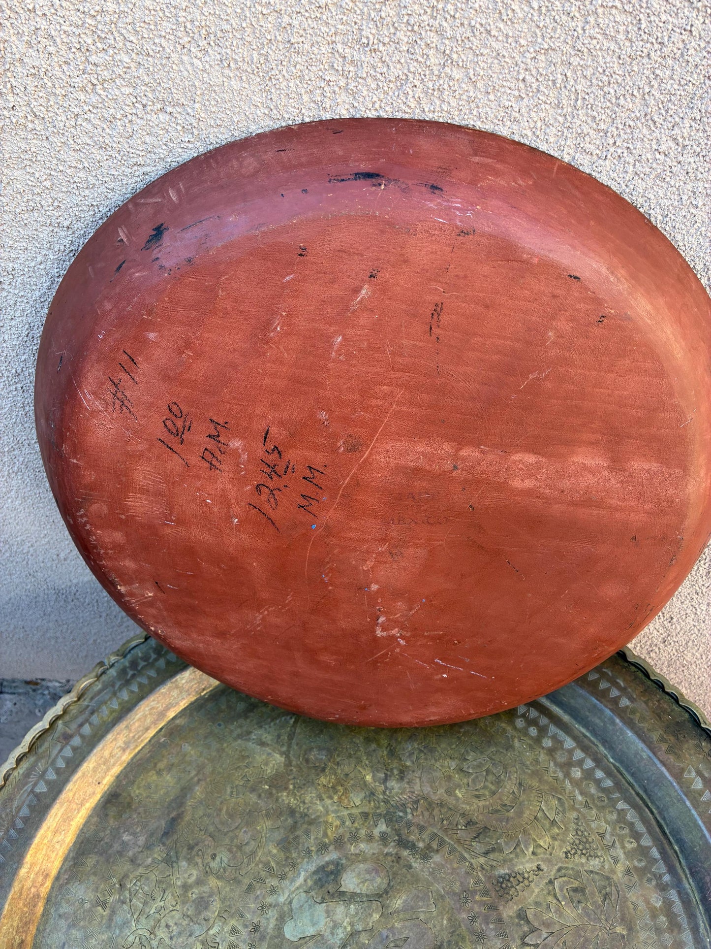 Old Mexican Batea Handpainted wood Decorative Tray 17.5” Large