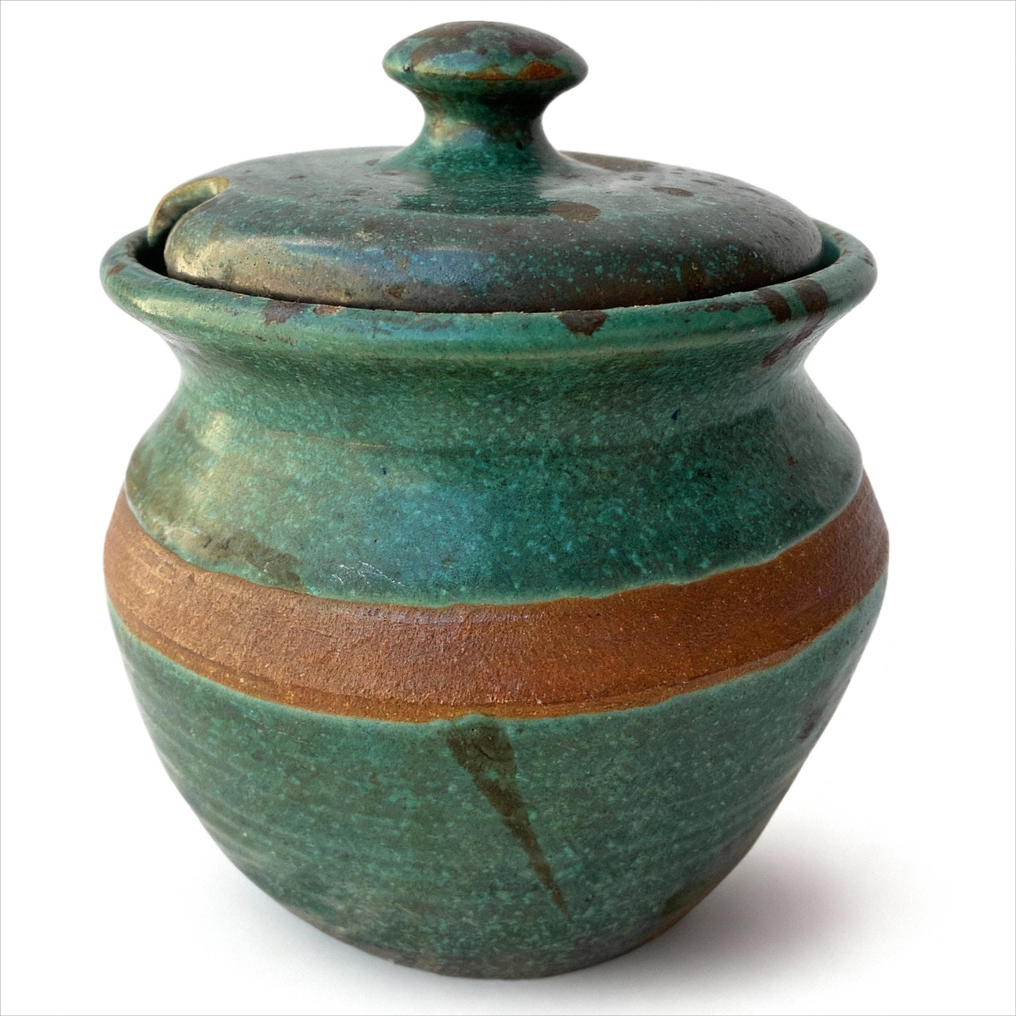 Studio Pottery Sugar Bowl Green Glaze 70’s