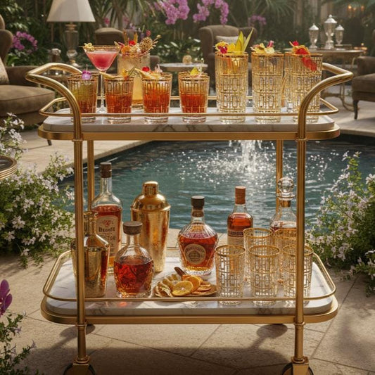 Imperal Shoji 20 Piece Bar Set 22 K Gold High and Low Ball Glasses