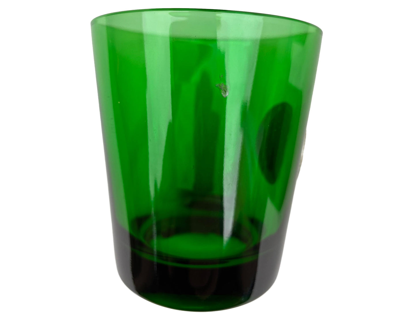 Mid Century Italian Green Glasses with Solver Medallion Faces of French Kings Made in Italy for Byrrh promotion Vermouth