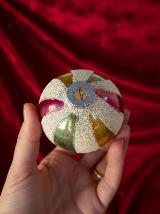 Box of 6 Vintage Glass Christmas Ornaments West-German Hand Blown Original Box Indent