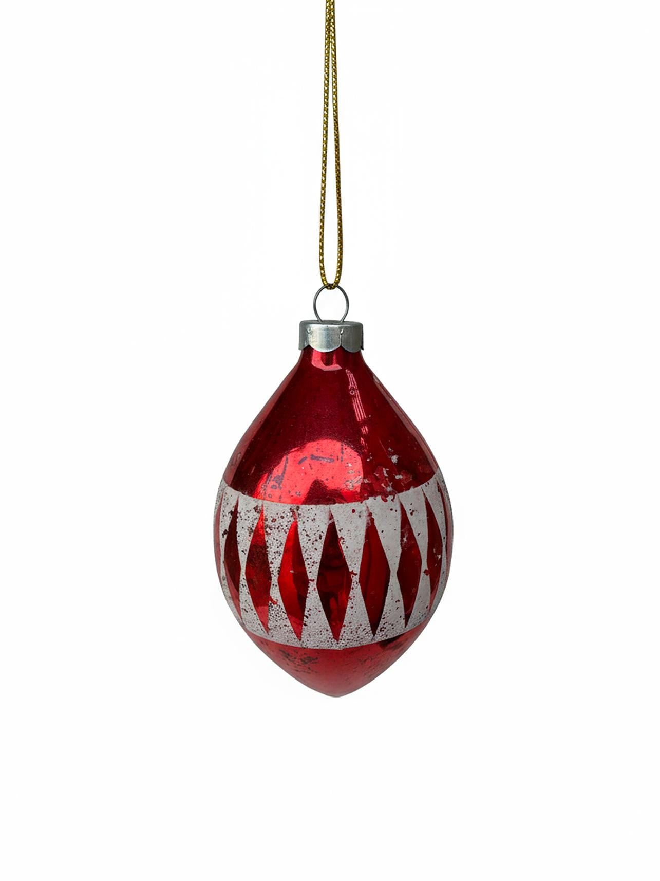 MCM Vintage Mercury Glass Stenciled Paragon Ornaments set of 5