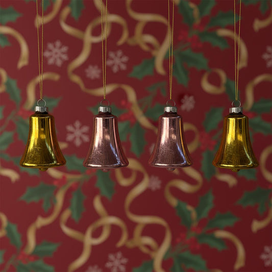 Shiny Brite Vintage Glass Bell Ornaments Original Box set of 4