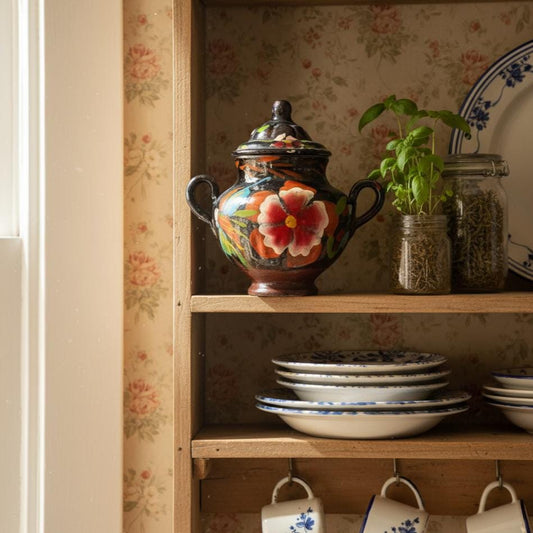 Vintage Mexican Pottery Painted Jar