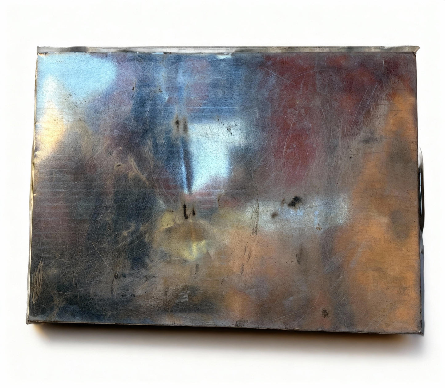 Mexican Folk Art Tray Hammered Aluminum Mexican Scene.