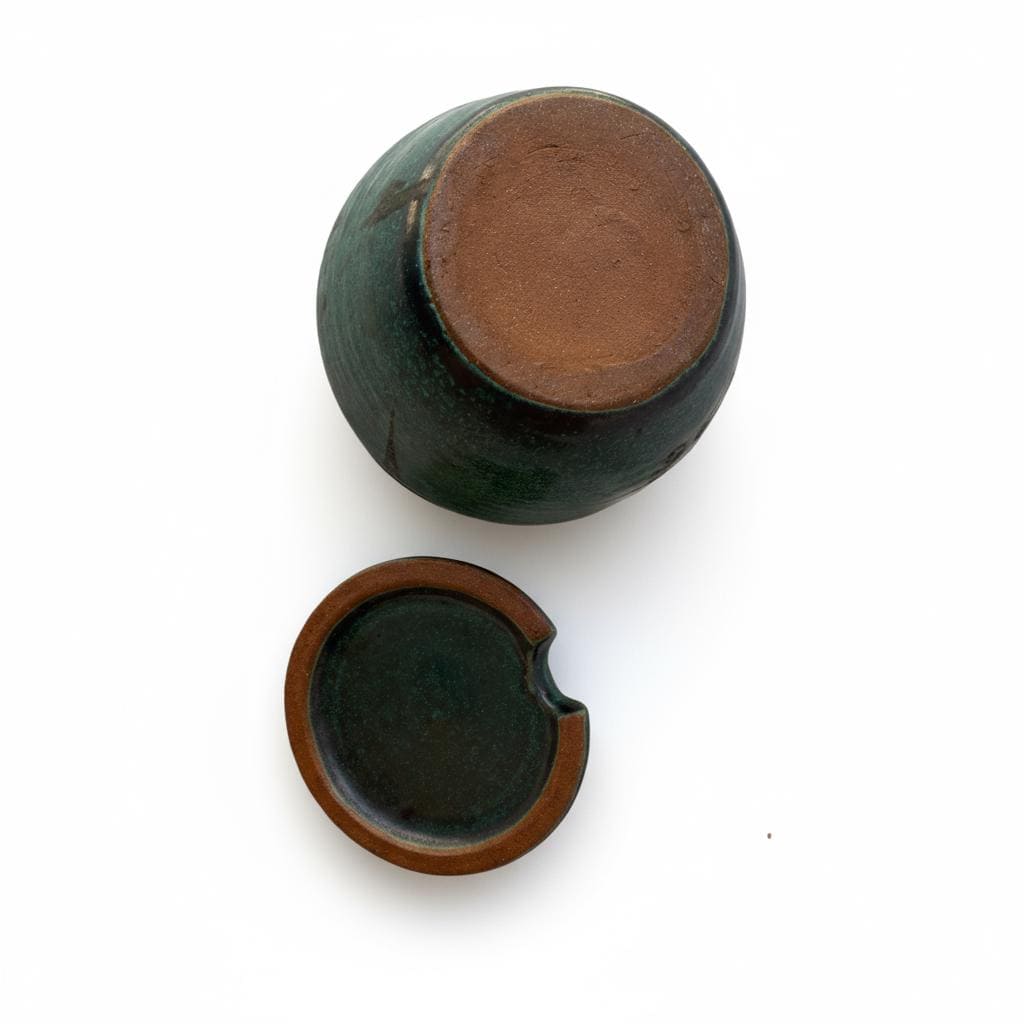 Studio Pottery Sugar Bowl Green Glaze 70’s