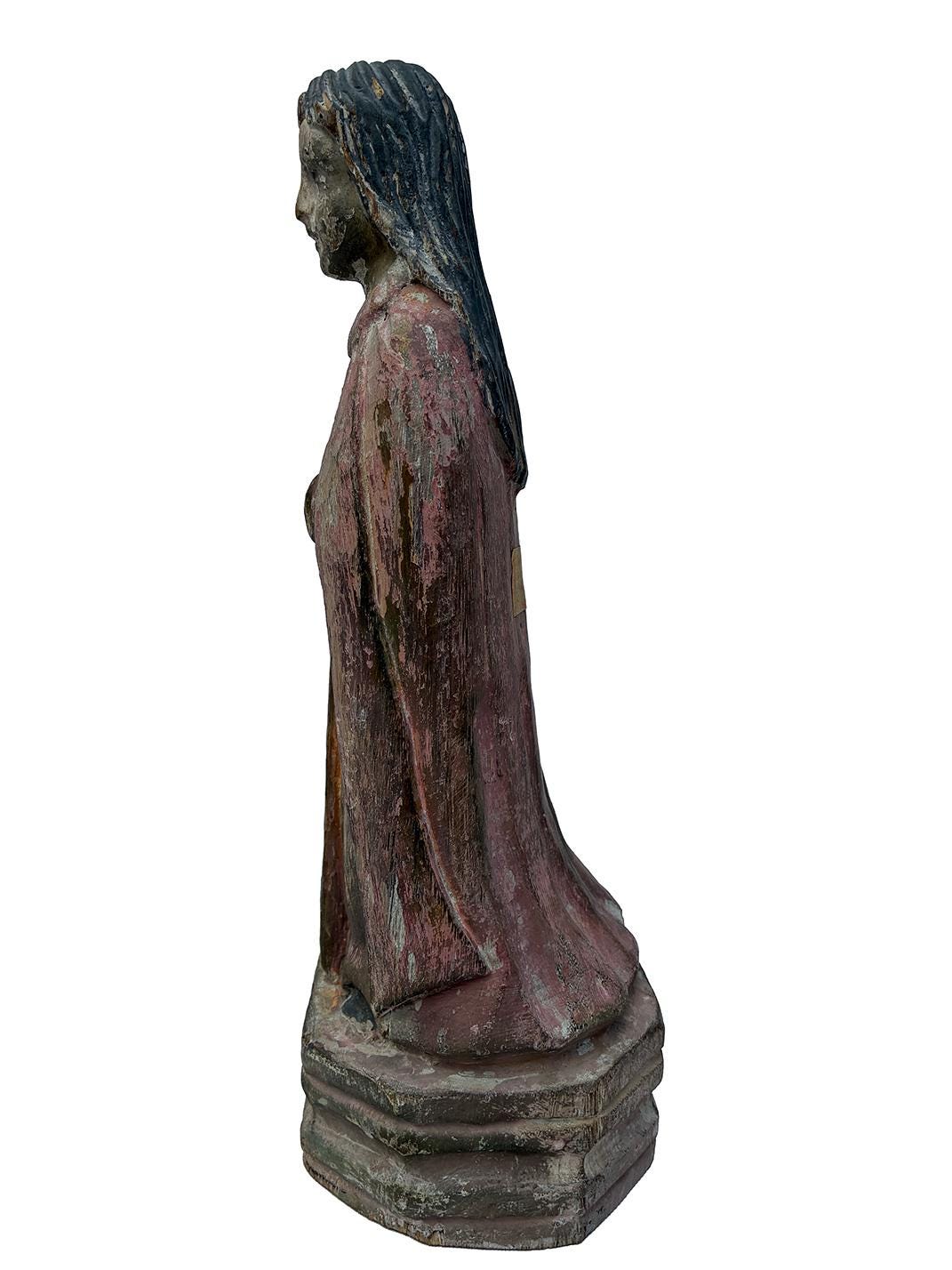 Antique 18th Century Hand-Carved Wooden Virgin Mary Santo — 12.5″ | Panamanian / Spanish Colonial Style