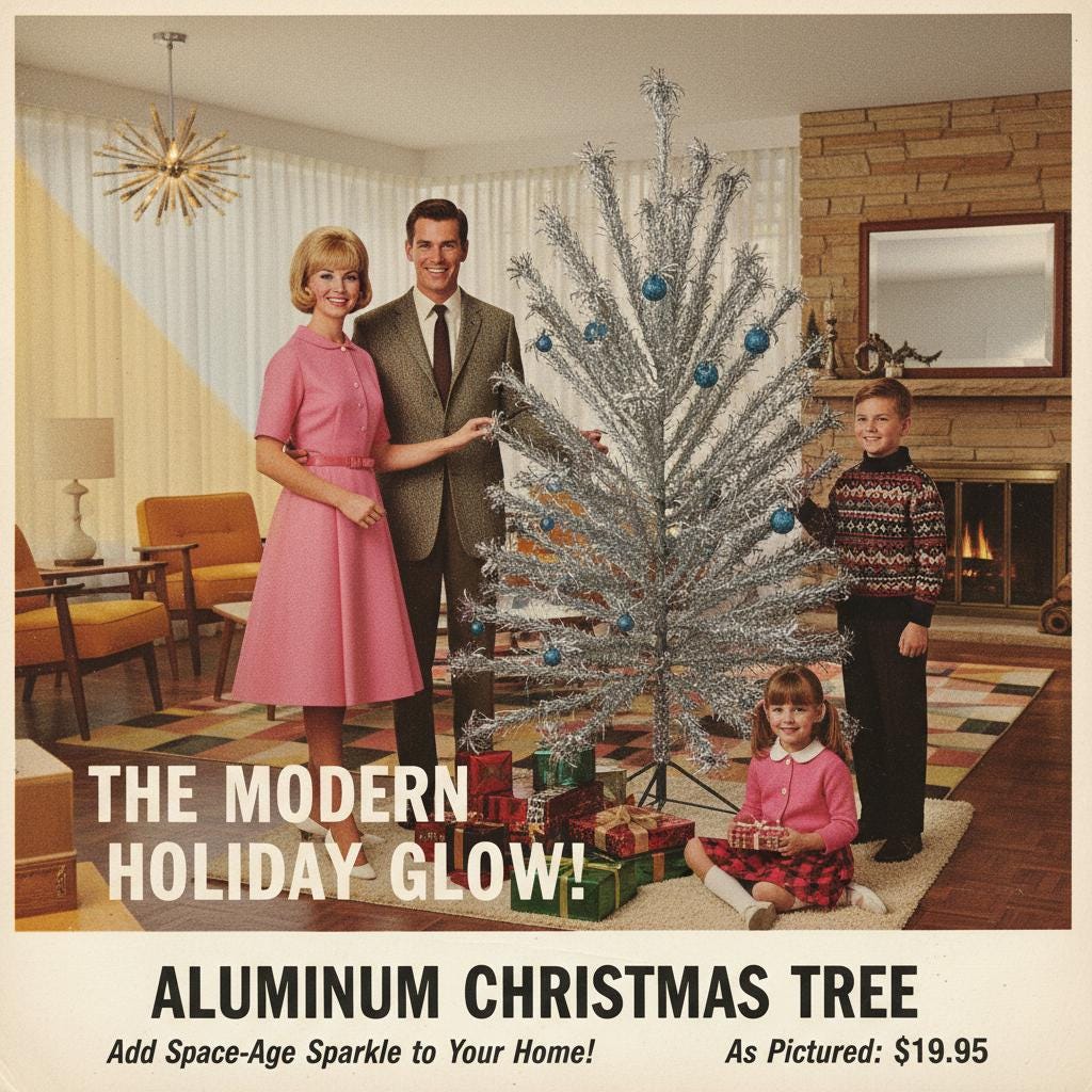 MCM Aluminum 6’ Christmas Tree Sparkly Pom Pom Complete 90 Branches Vintage