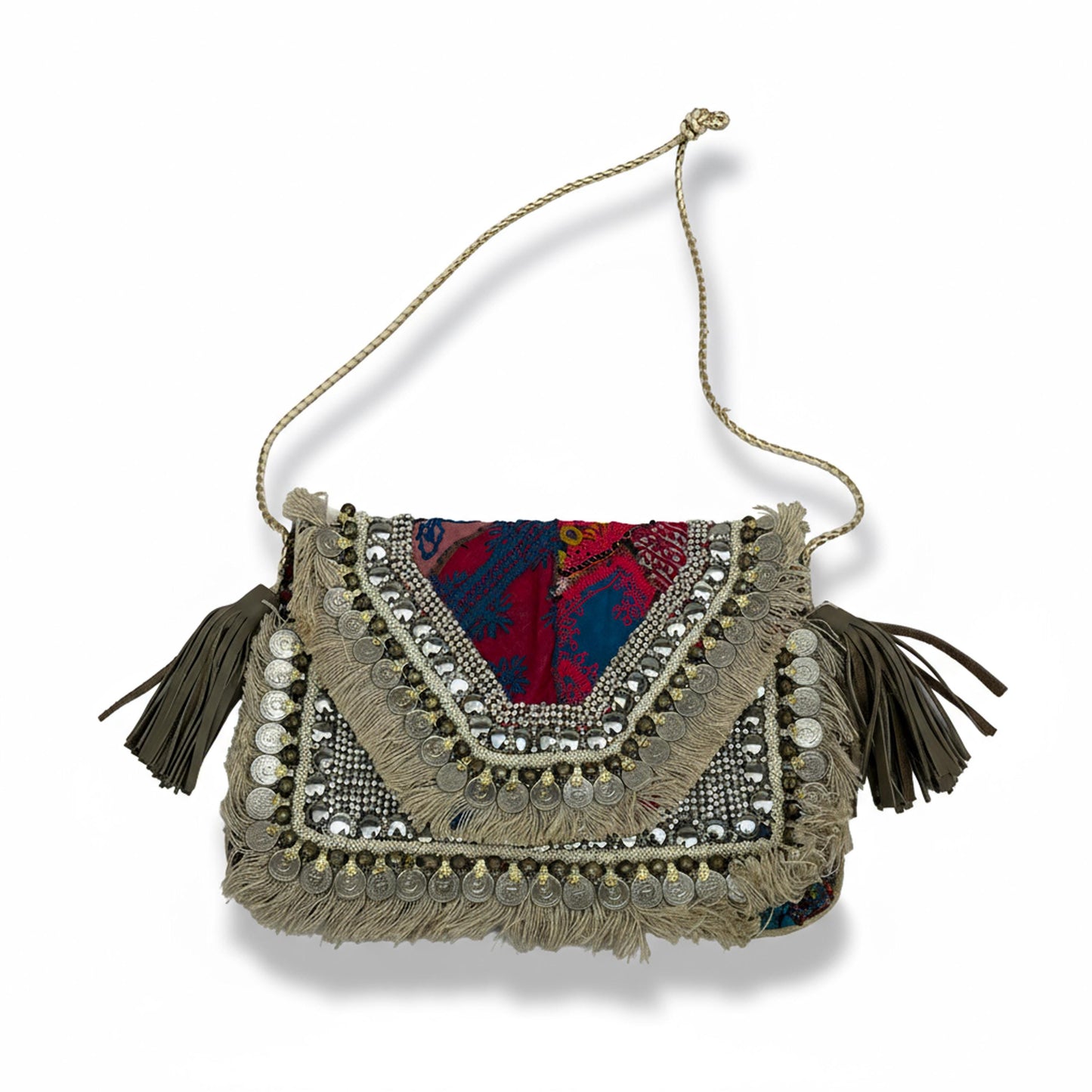 Vipul Shah Bag Purse Bohemian Vintage Textiles Beige