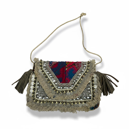 Vipul Shah Bag Purse Bohemian Vintage Textiles Beige