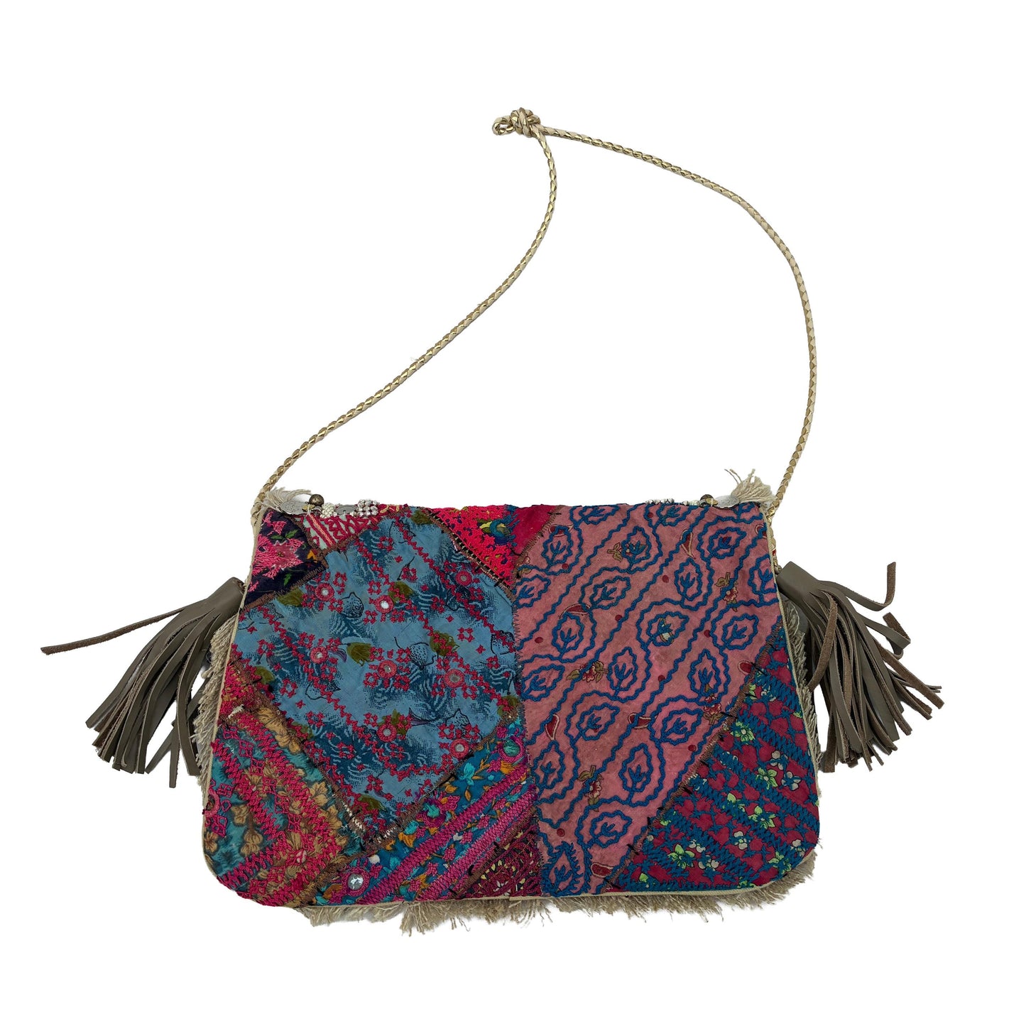 Vipul Shah Bag Purse Bohemian Vintage Textiles Beige