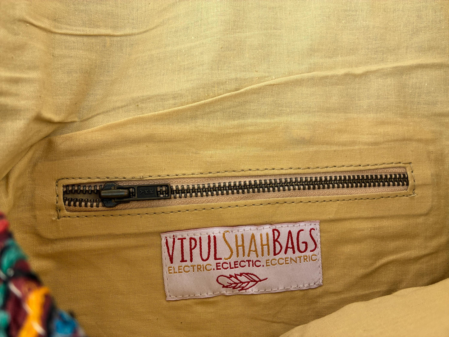 Vipul Shah Bag Purse Bohemian Vintage Textiles Beige