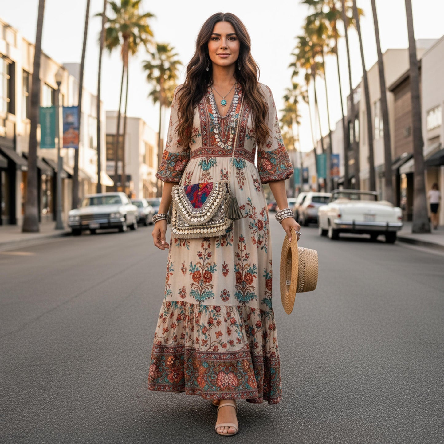 Vipul Shah Bag Purse Bohemian Vintage Textiles Beige