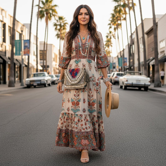 Vipul Shah Bag Purse Bohemian Vintage Textiles Beige