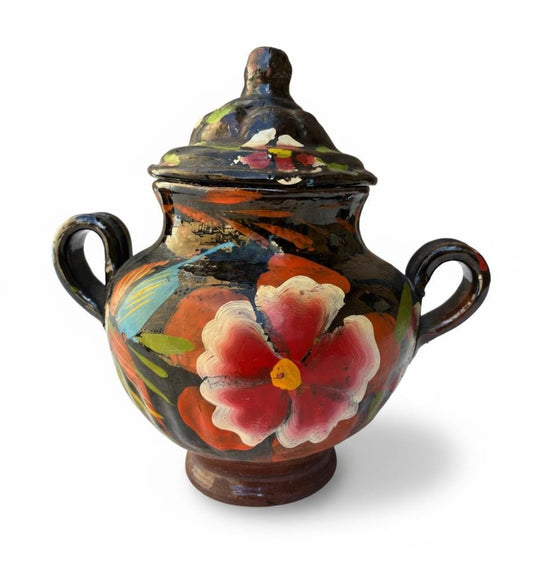 Vintage Mexican Pottery Painted Jar