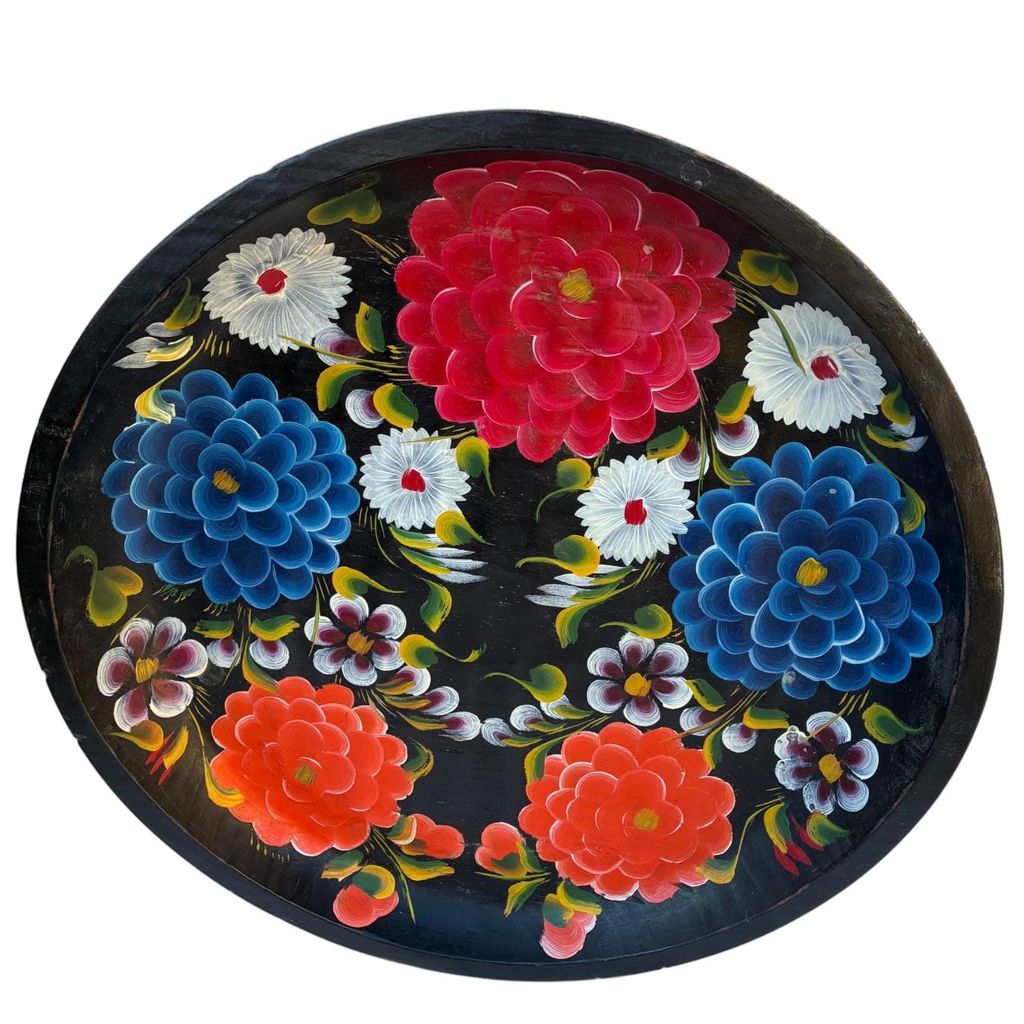 Old Mexican Batea Handpainted wood Decorative Tray 17.5” Large