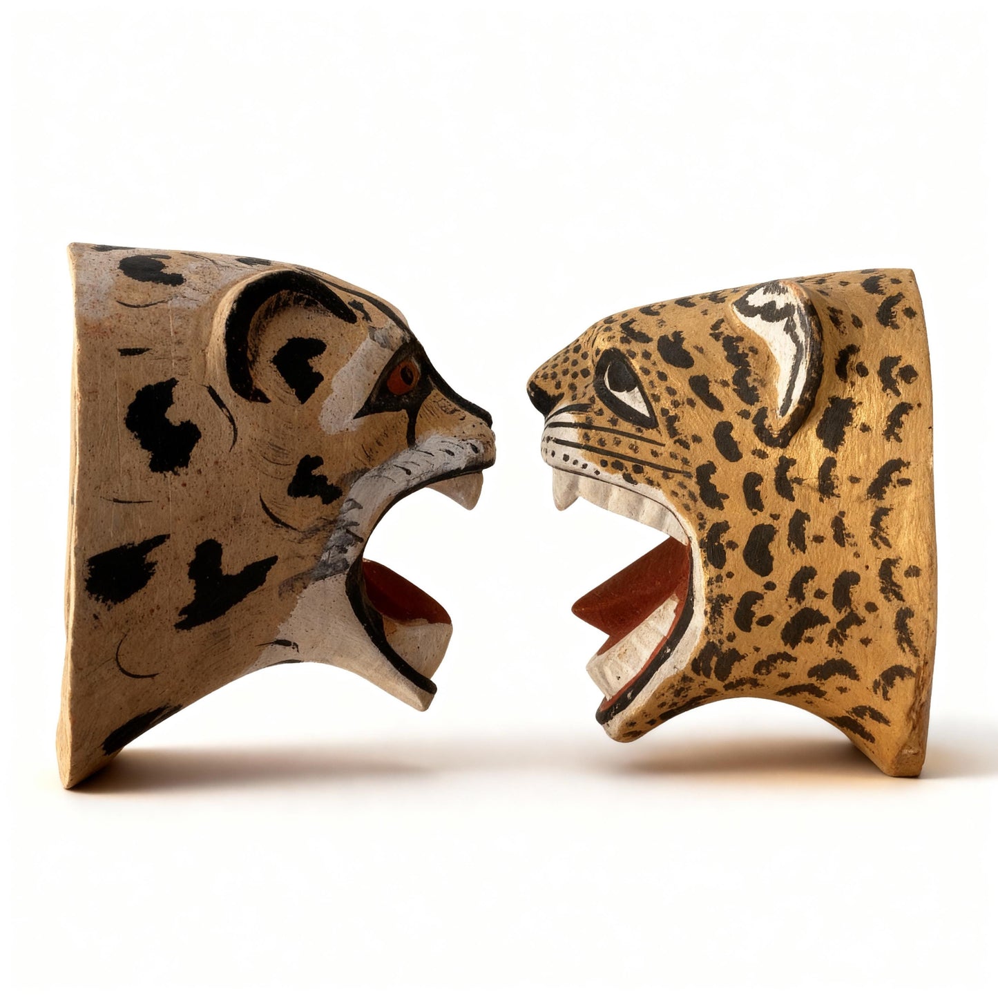 Mexican Vintage Folk Art Jaguar Masks.