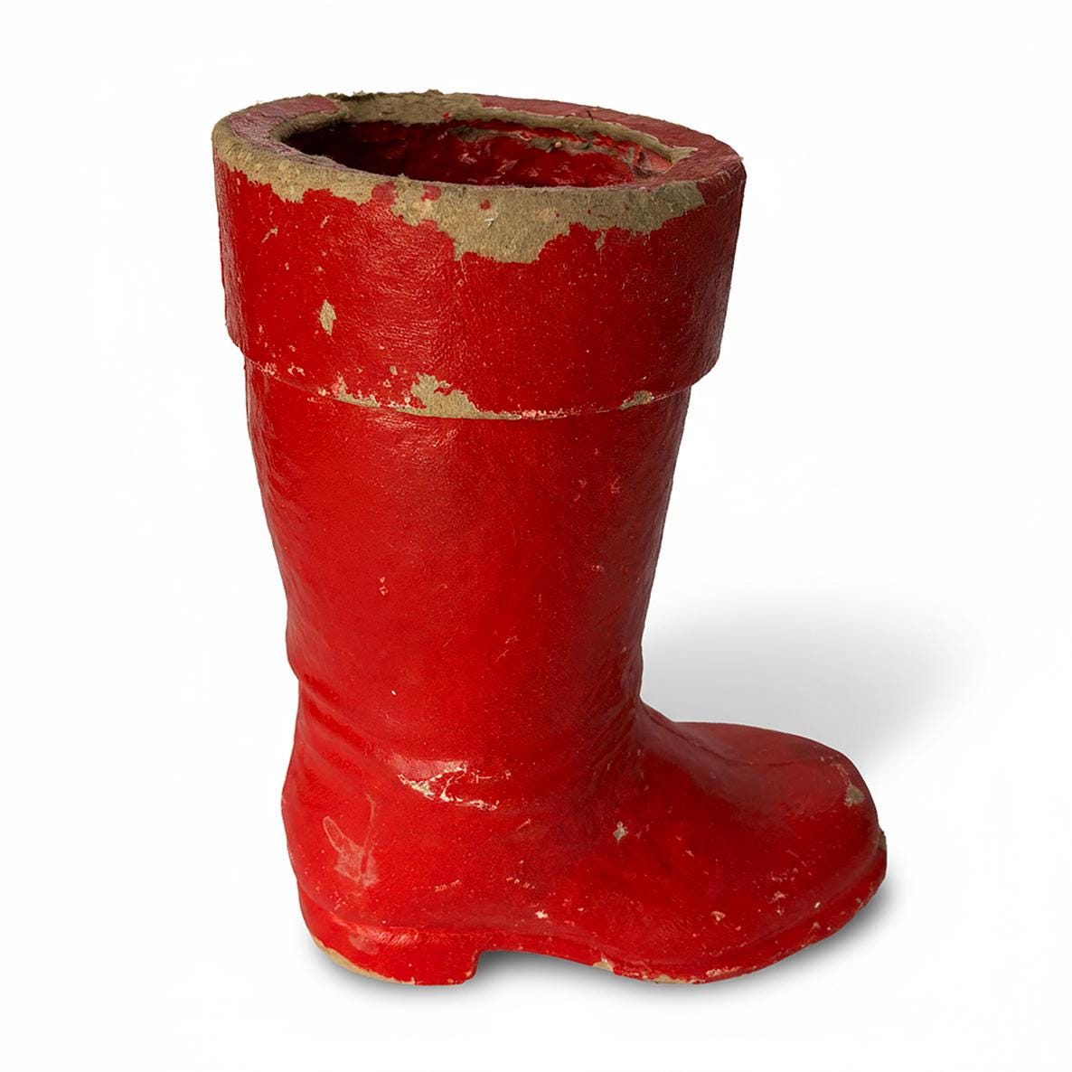 Paper Mache Santa Boot Candy Container Vintage Sizable