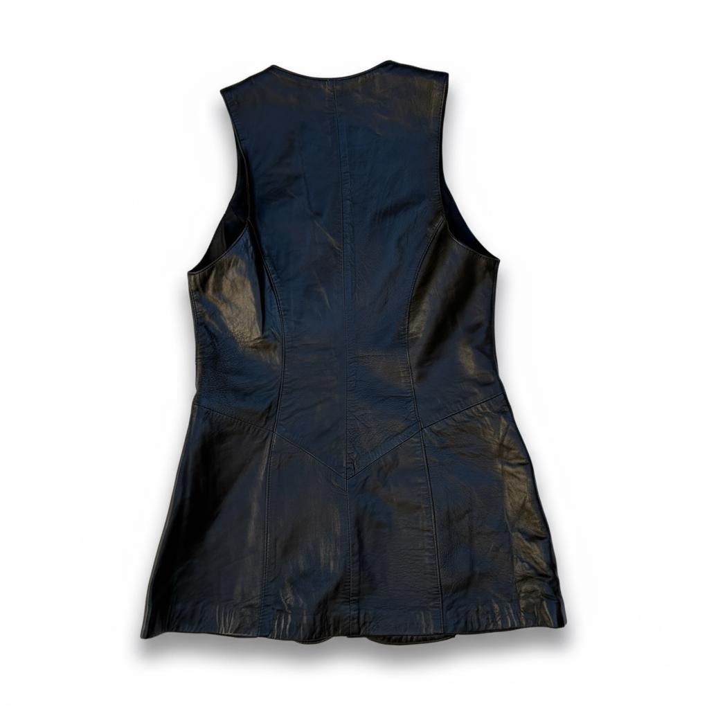 Black Leather Vintage Vest Butter Soft Petite