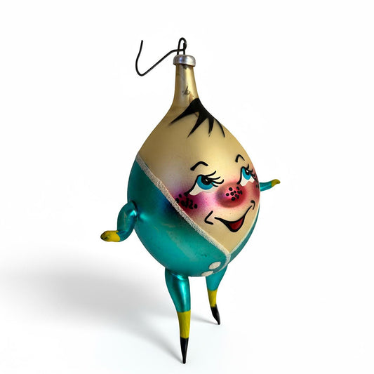 Italian Humpty Dumpty Christmas Ornament Vintage Hand blown Glass