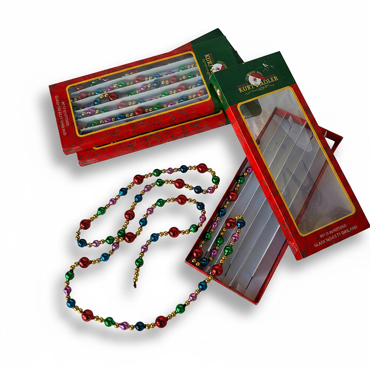 Vintage Christmas Glass Garland by Kurt S. Adler Co 4 boxes of 6’ each. 24 feet in all.