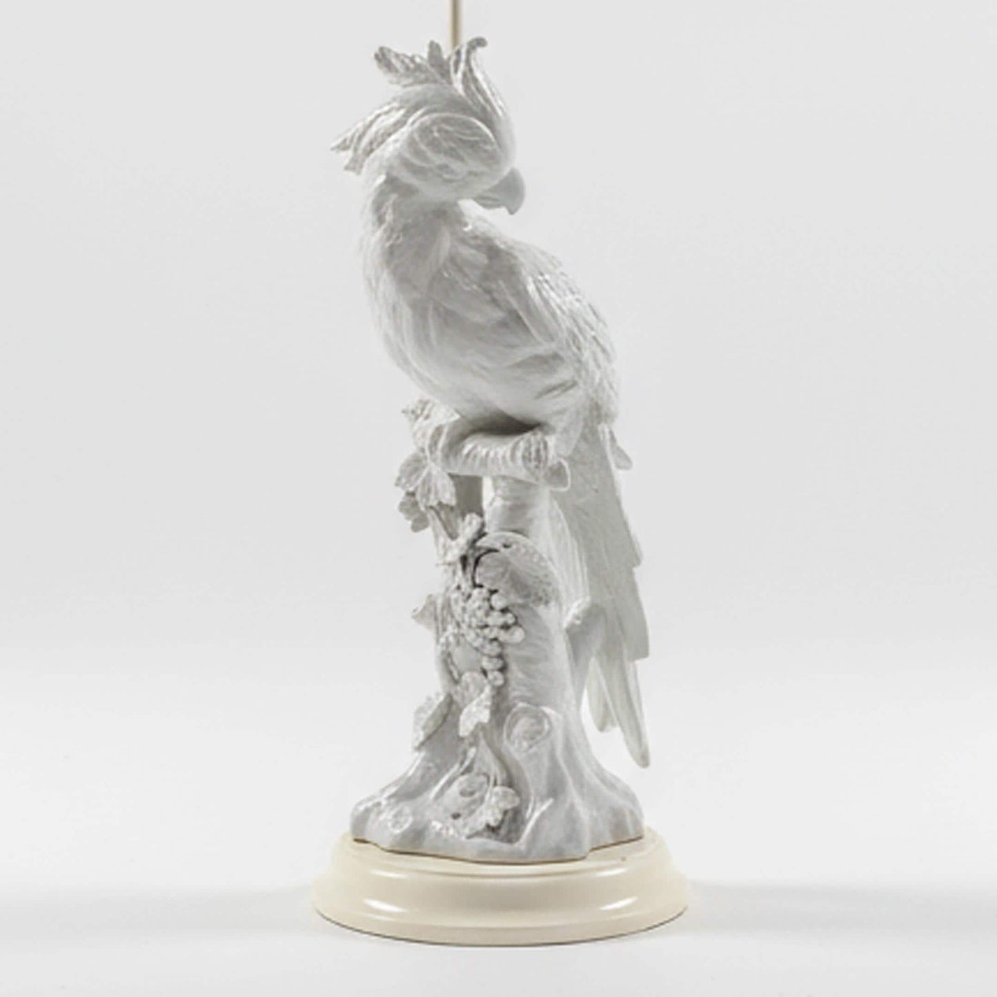 Hollywood Regency Cockatoo Lamp Italian “Blanc de Chine” with Woven Shade Vintage