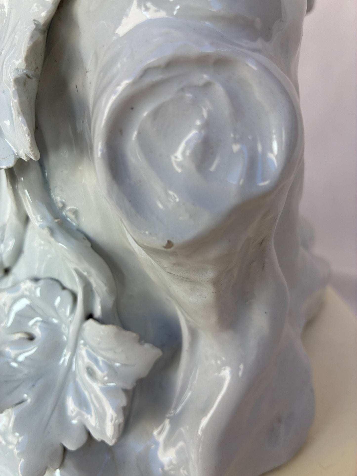 Hollywood Regency Cockatoo Lamp Italian “Blanc de Chine” with Woven Shade Vintage