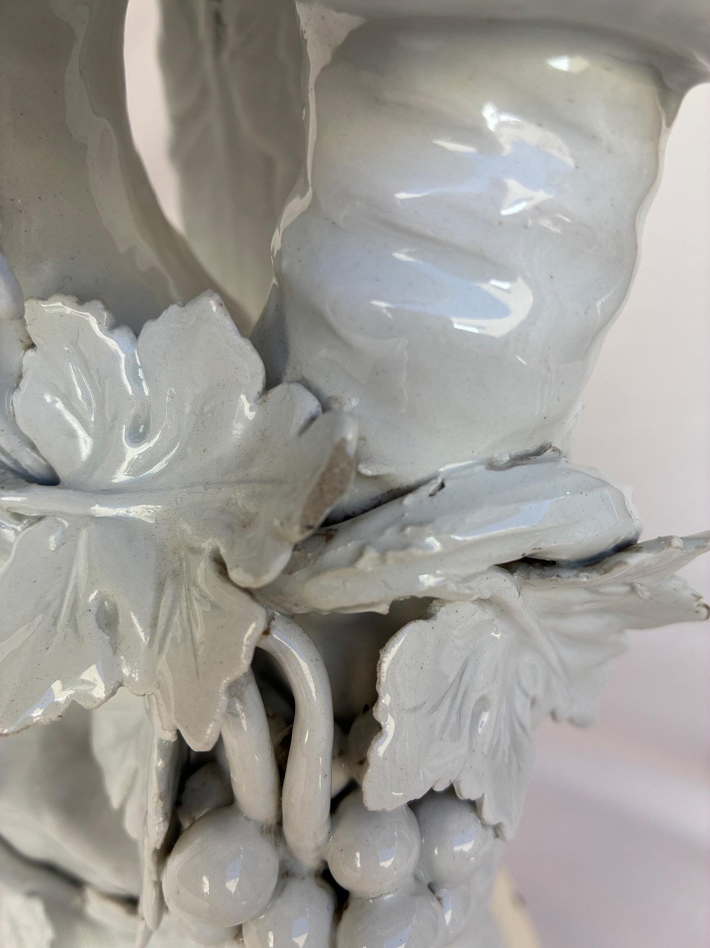 Hollywood Regency Cockatoo Lamp Italian “Blanc de Chine” with Woven Shade Vintage