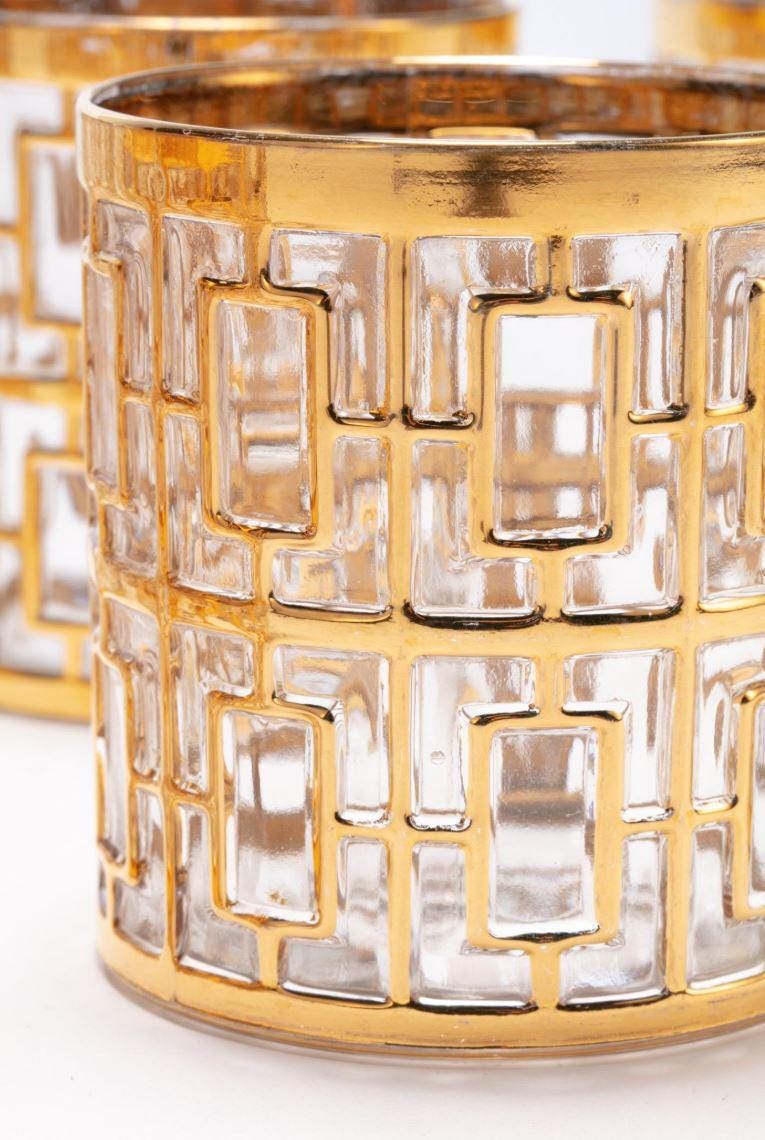 Imperal Shoji 20 Piece Bar Set 22 K Gold High and Low Ball Glasses