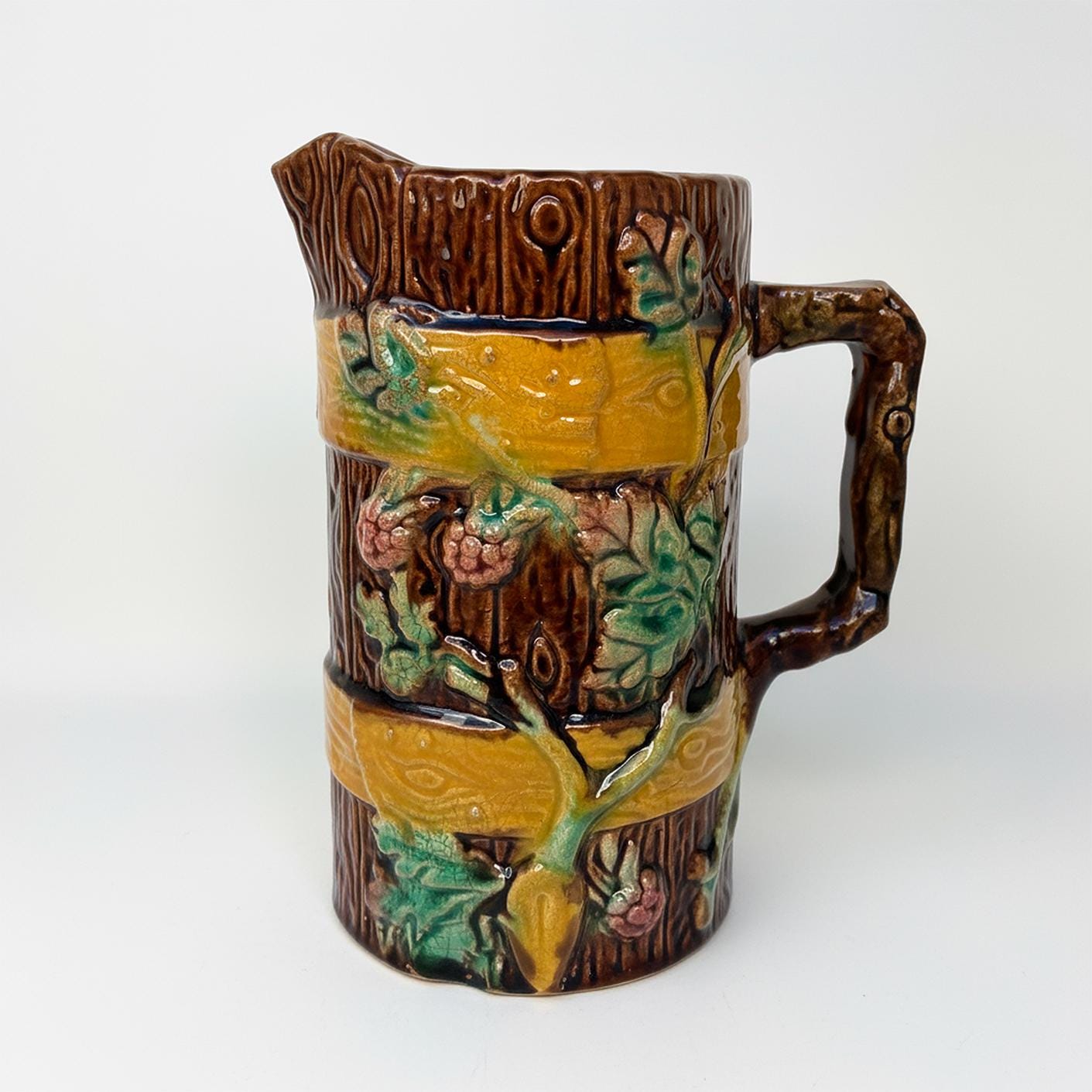Majolica Faux Bois 1880’s Pitcher Blackberries