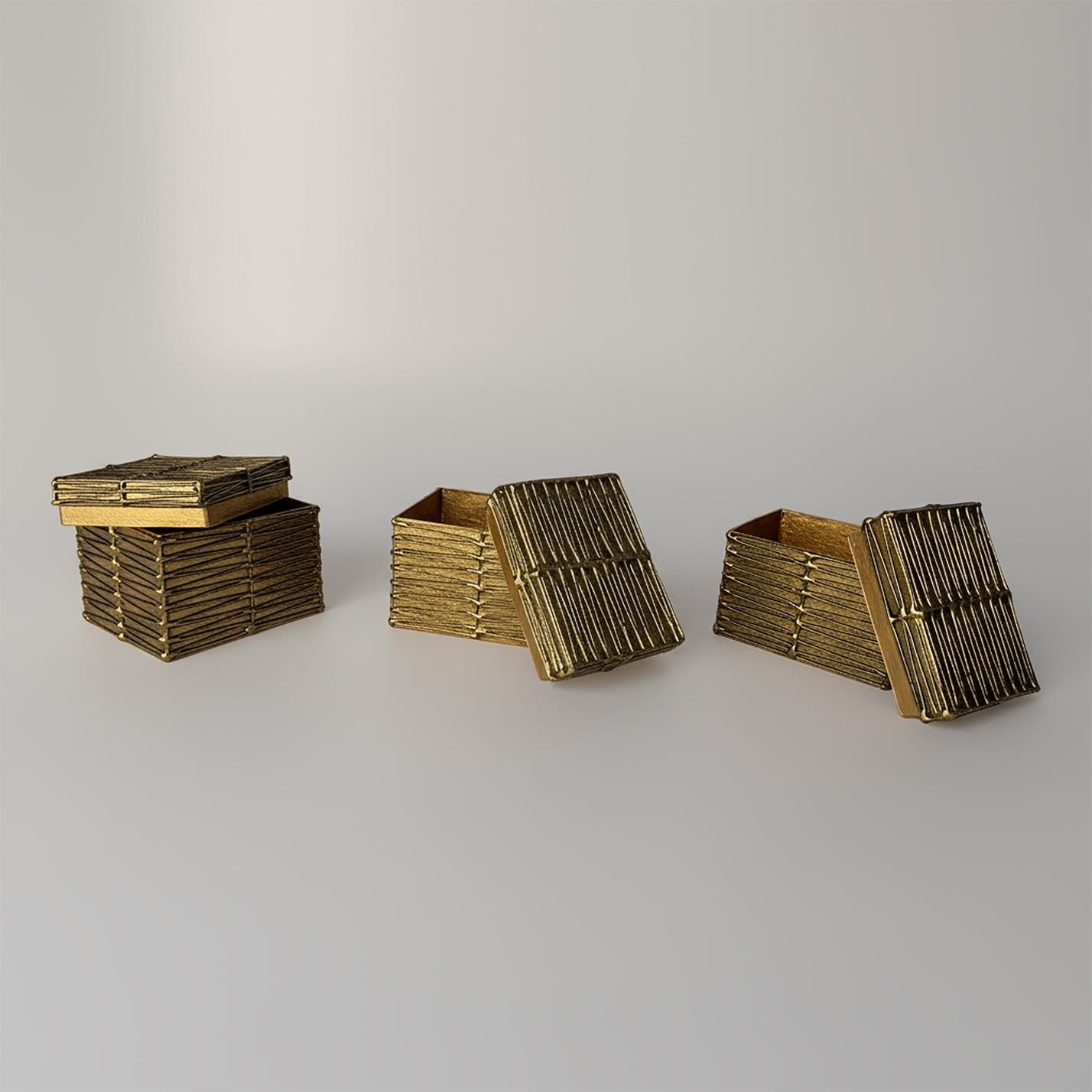 MCM Gold Christmas Gift Boxes set of 3 Vintage