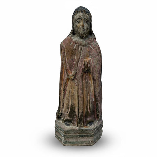 Antique 18th Century Hand-Carved Wooden Virgin Mary Santo — 12.5″ | Panamanian / Spanish Colonial Style