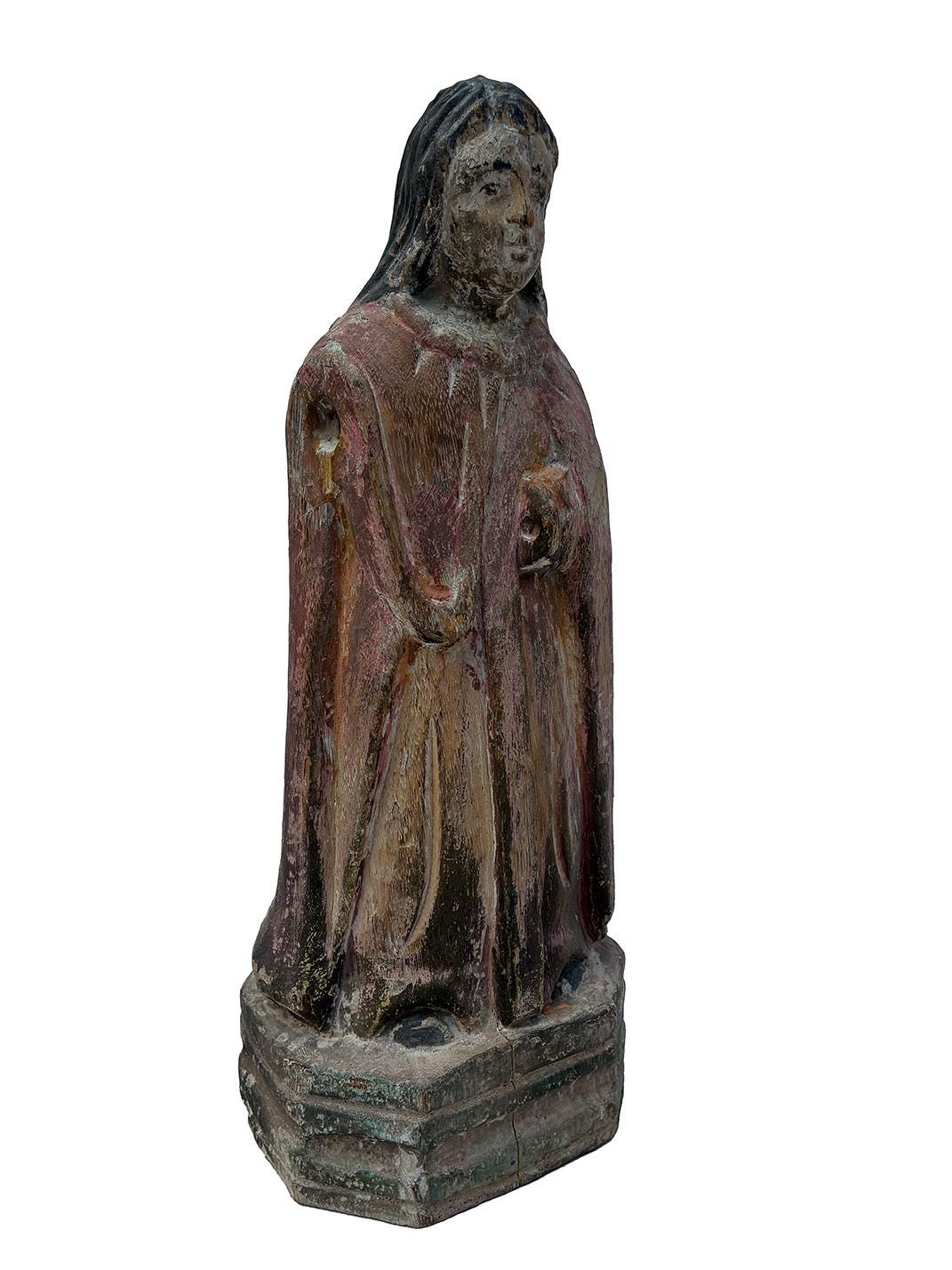 Antique 18th Century Hand-Carved Wooden Virgin Mary Santo — 12.5″ | Panamanian / Spanish Colonial Style