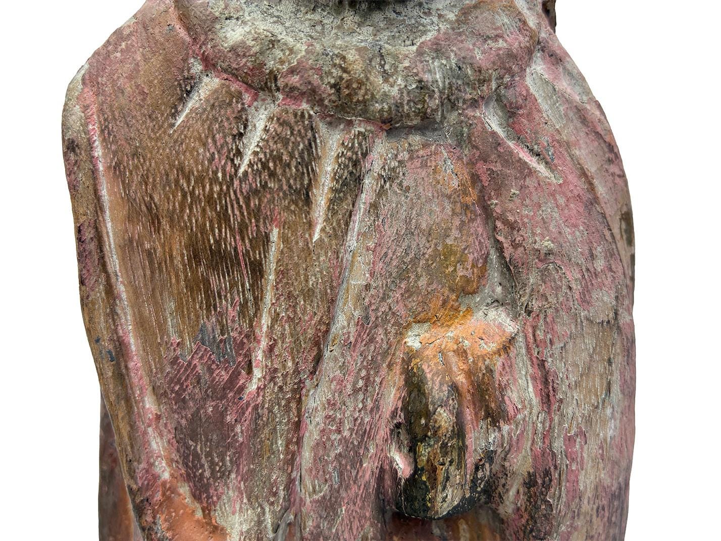 Antique 18th Century Hand-Carved Wooden Virgin Mary Santo — 12.5″ | Panamanian / Spanish Colonial Style