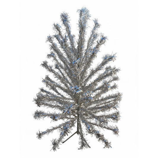MCM Aluminum 6’ Christmas Tree Sparkly Pom Pom Complete 90 Branches Vintage