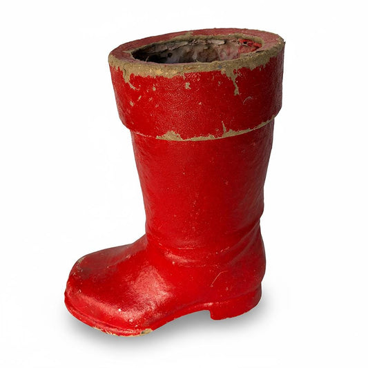 Paper Mache Santa Boot Candy Container Vintage Sizable