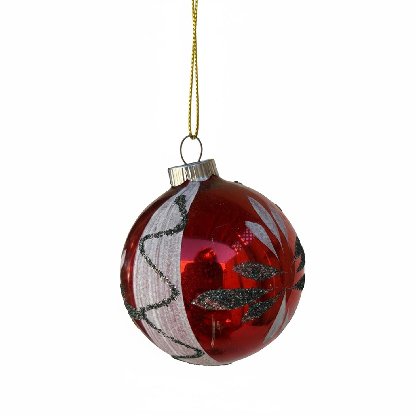 Box of 6 Vintage Glass Christmas Ornaments West-German Hand Blown Original Box Indent