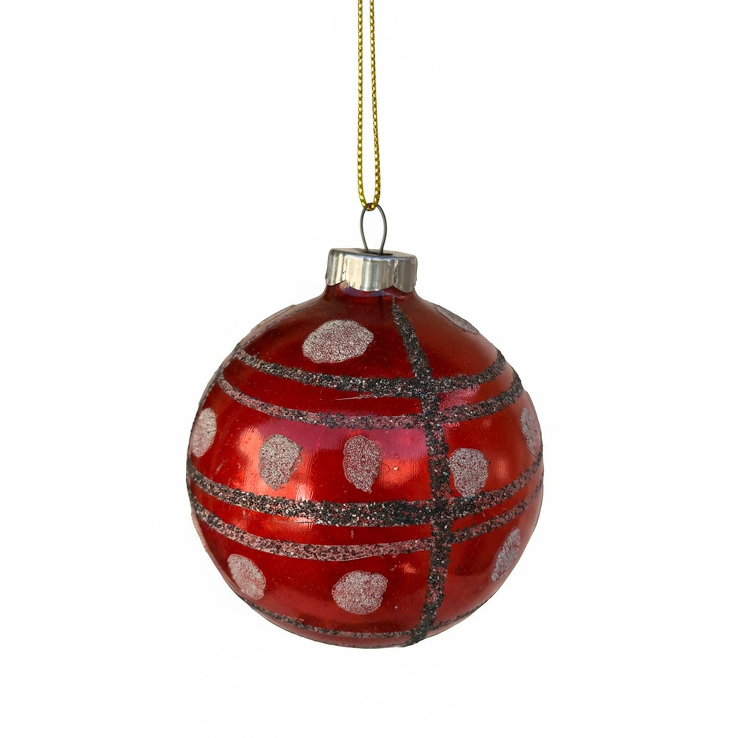 Box of 6 Vintage Glass Christmas Ornaments West-German Hand Blown Original Box Indent