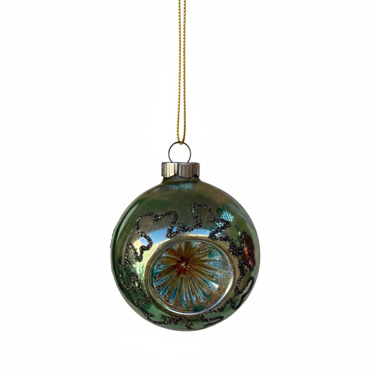 Box of 6 Vintage Glass Christmas Ornaments West-German Hand Blown Original Box Indent