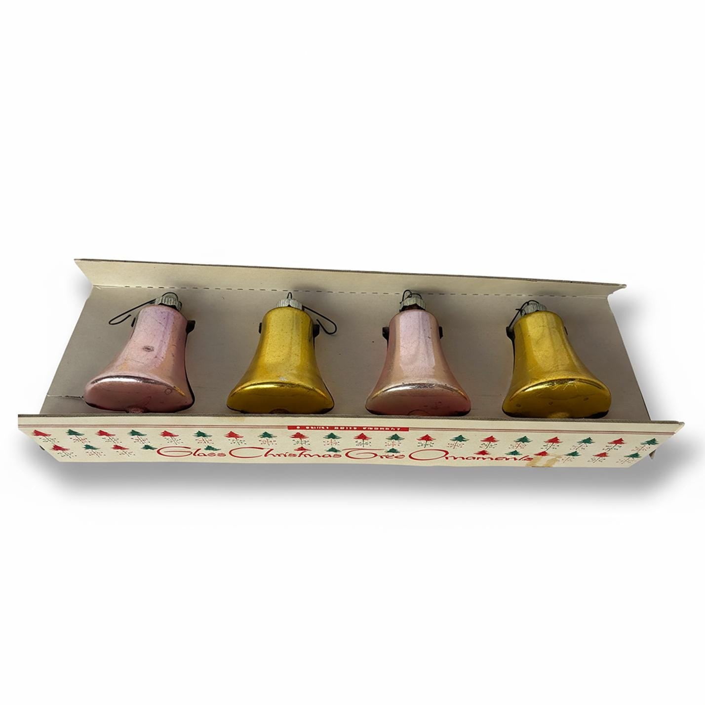 Shiny Brite Vintage Glass Bell Ornaments Original Box set of 4
