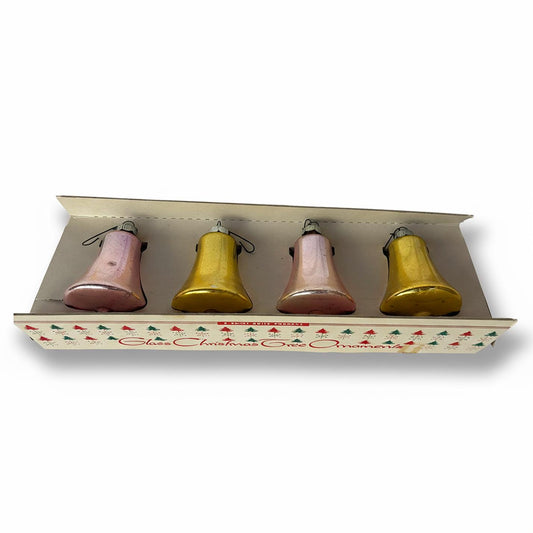 Shiny Brite Vintage Glass Bell Ornaments Original Box set of 4