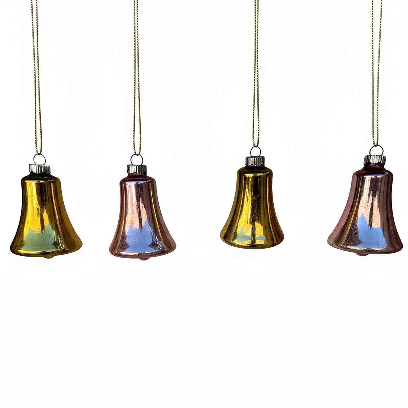 Shiny Brite Vintage Glass Bell Ornaments Original Box set of 4