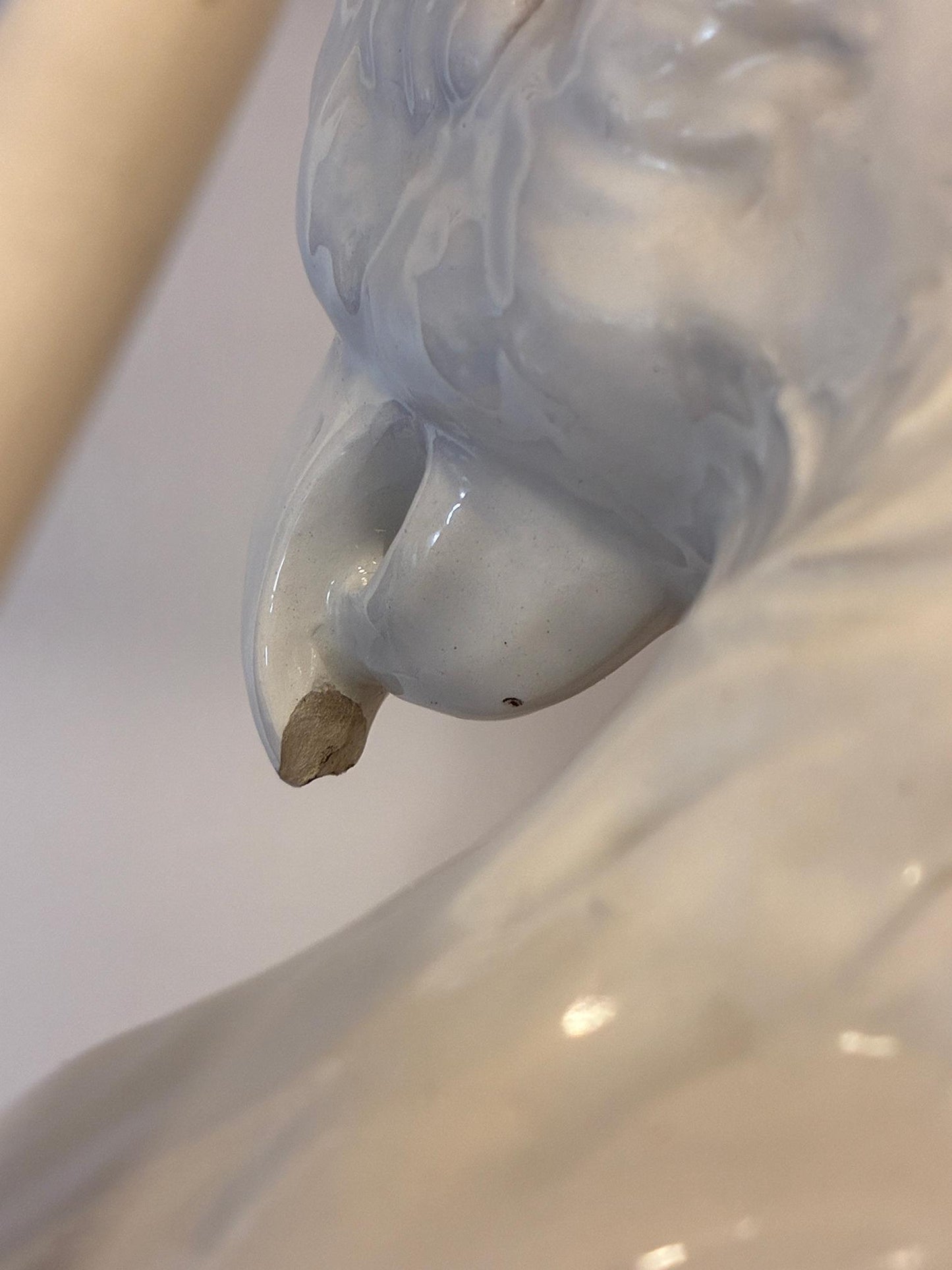 Hollywood Regency Cockatoo Lamp Italian “Blanc de Chine” with Woven Shade Vintage