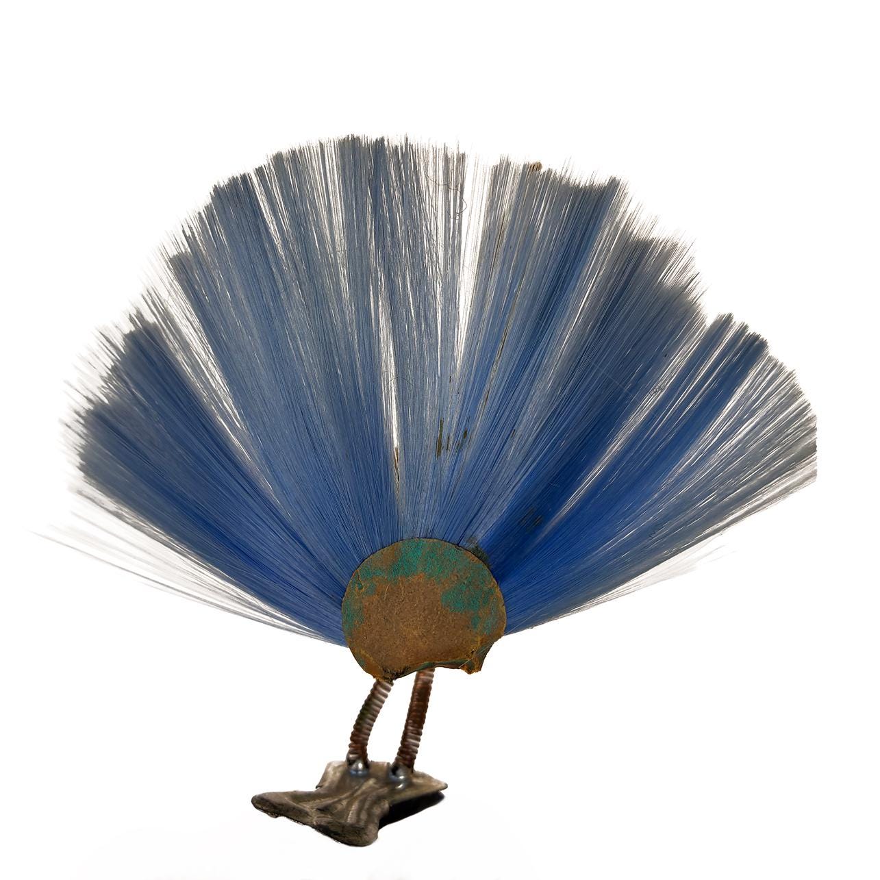 1900’s German Rare Peacock Bird Clip Ornament Spun Glass Tail