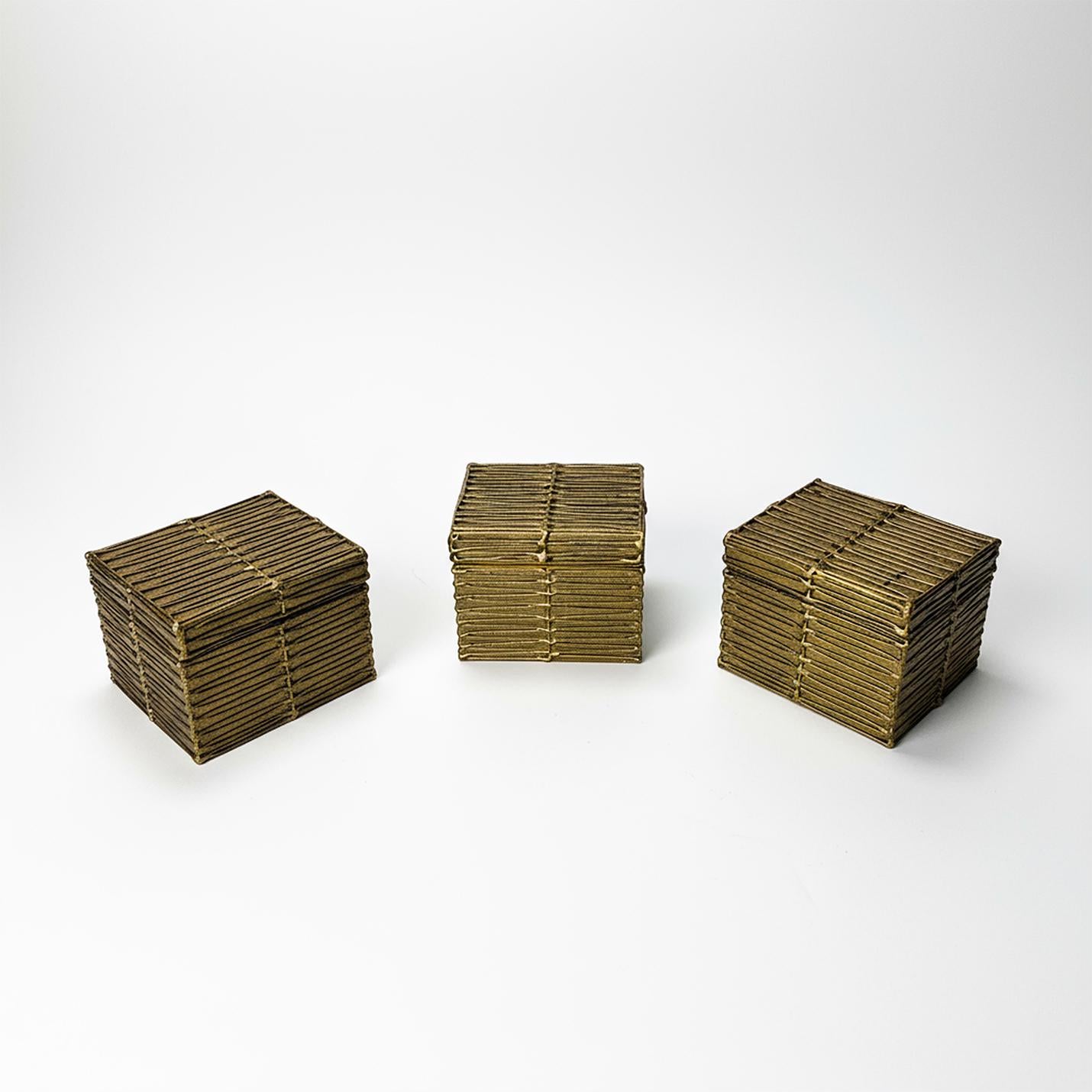 MCM Gold Christmas Gift Boxes set of 3 Vintage
