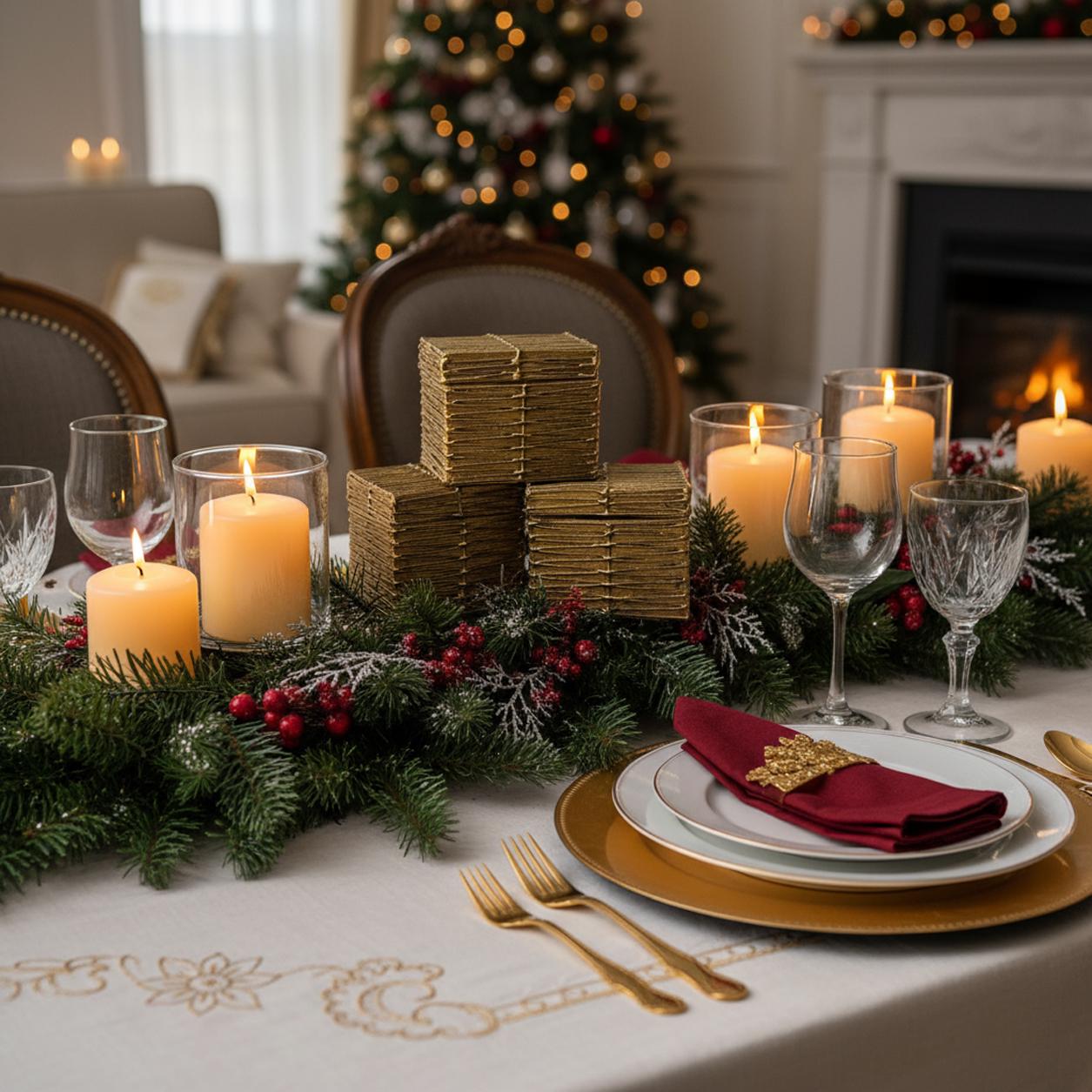 MCM Gold Christmas Gift Boxes set of 3 Vintage