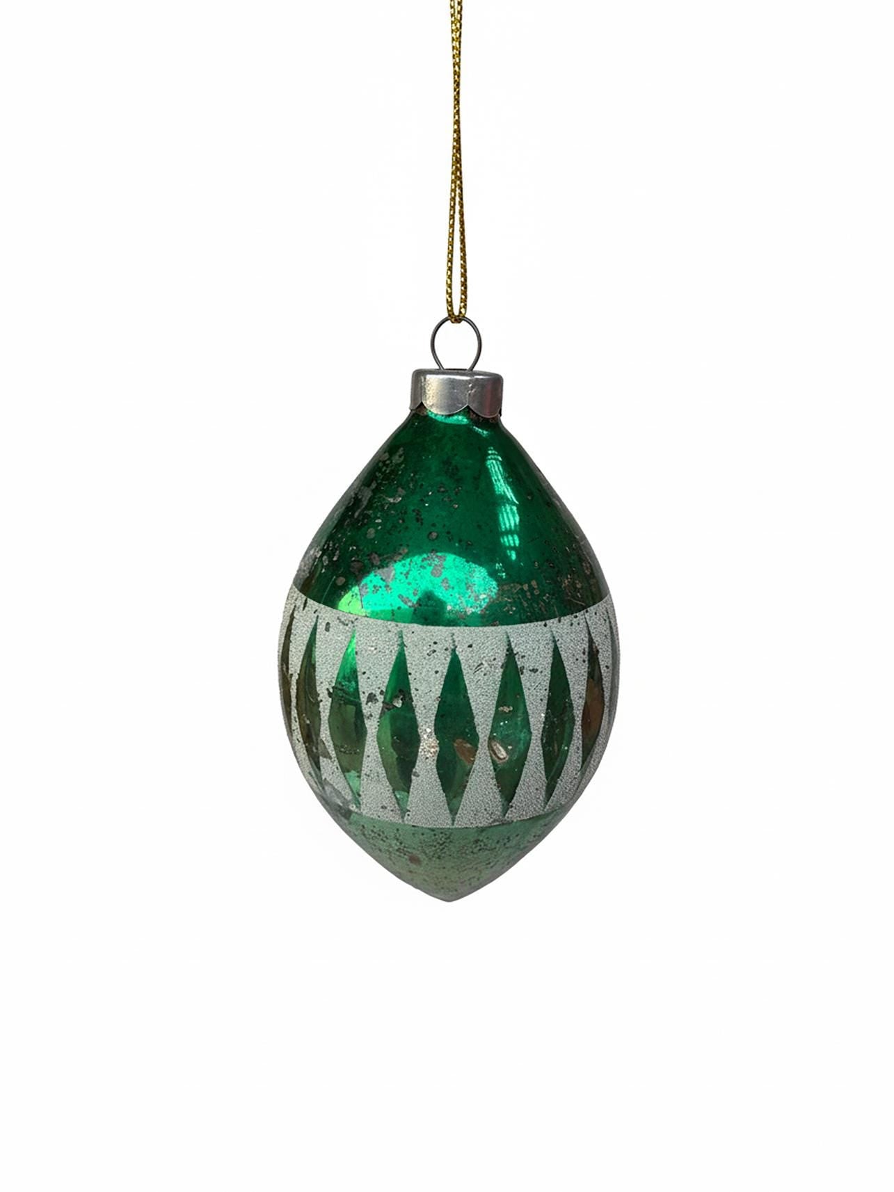 MCM  Vintage Mercury Glass Stenciled Paragon Ornaments set of 5