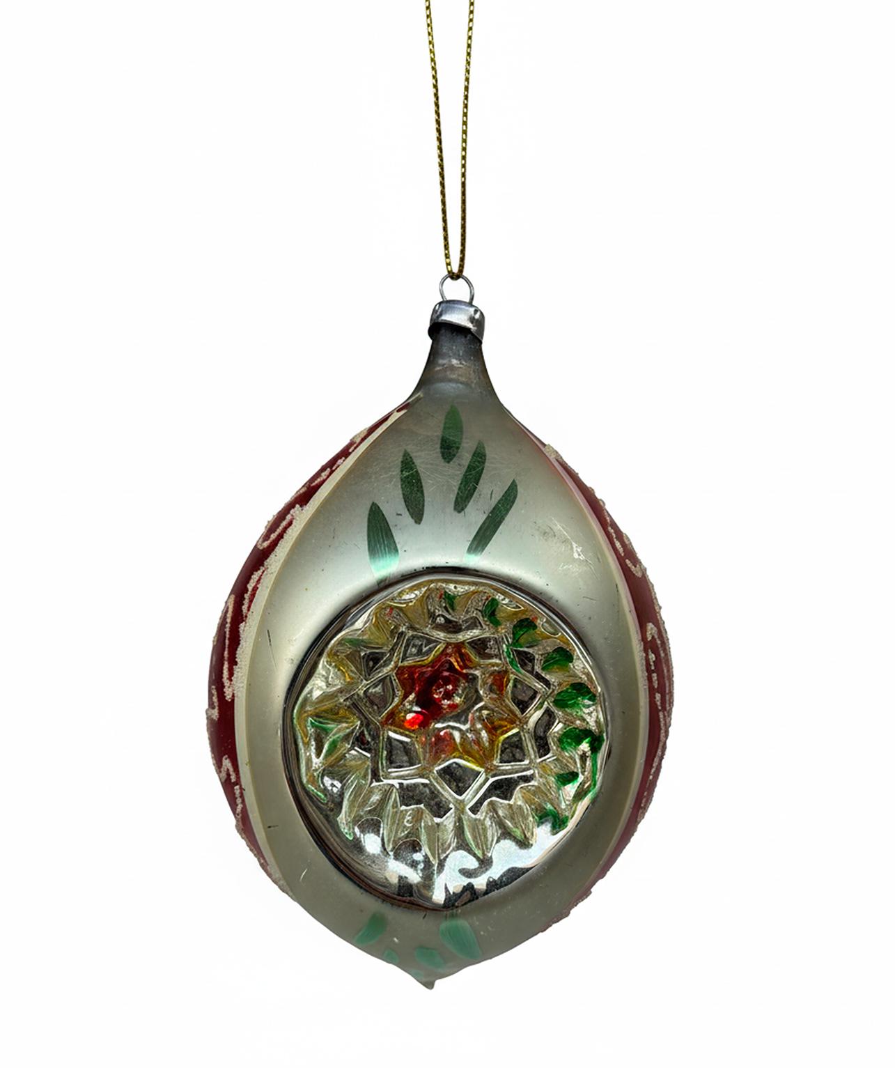 Vintage Jumbo Shiny Brite Set of 4 Glass Ornaments in Original Box West Germany made