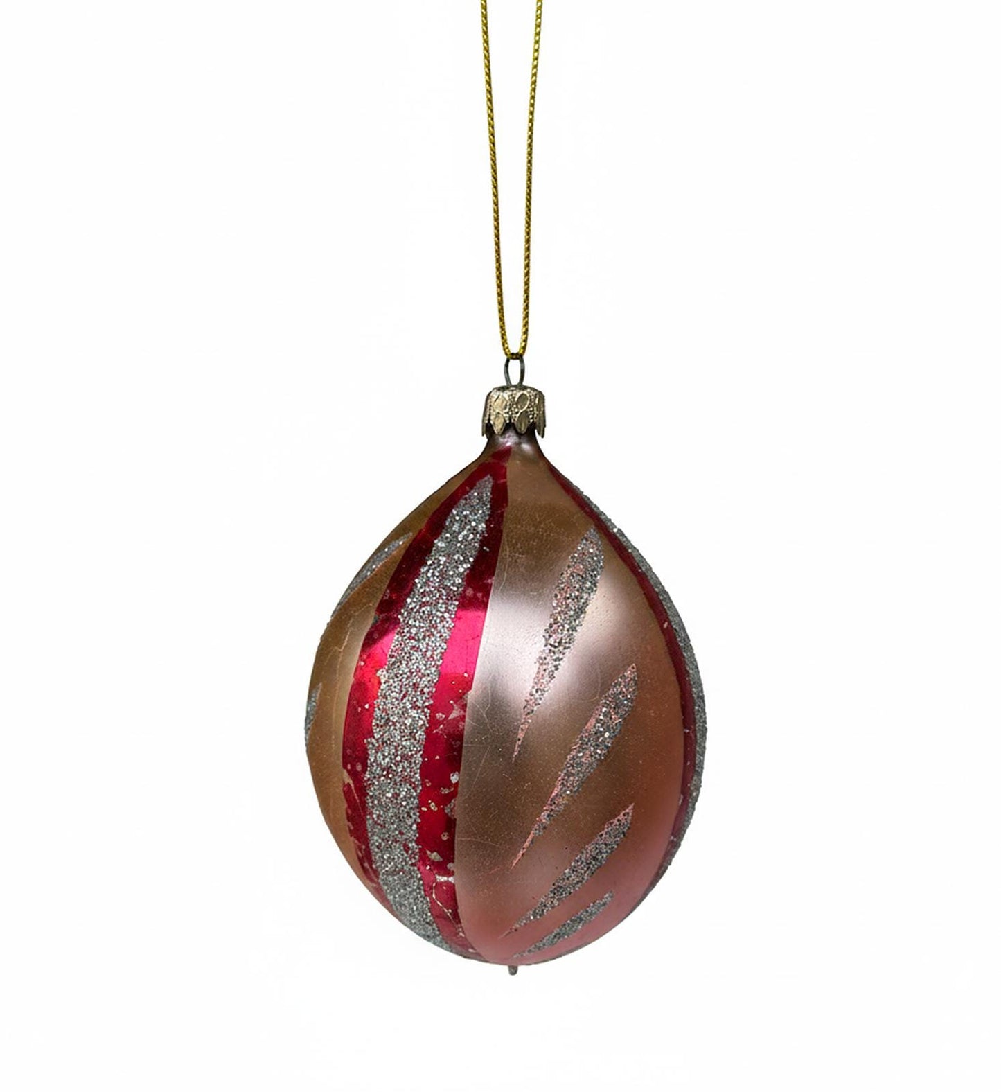 Vintage Jumbo Fantasia  Set of 4 Glass Ornaments Indents, Hand Blown and Painted